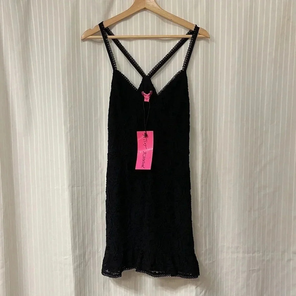 NWT!! Betsy Johnson - LACE SHORT FIT & FLARE DRESS - Black - Crochet Trim - S - Picture 2 of 7